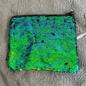 Reversible Mermaid-Black Sequin Pencil Pouch/Purse/Clutch - NWT